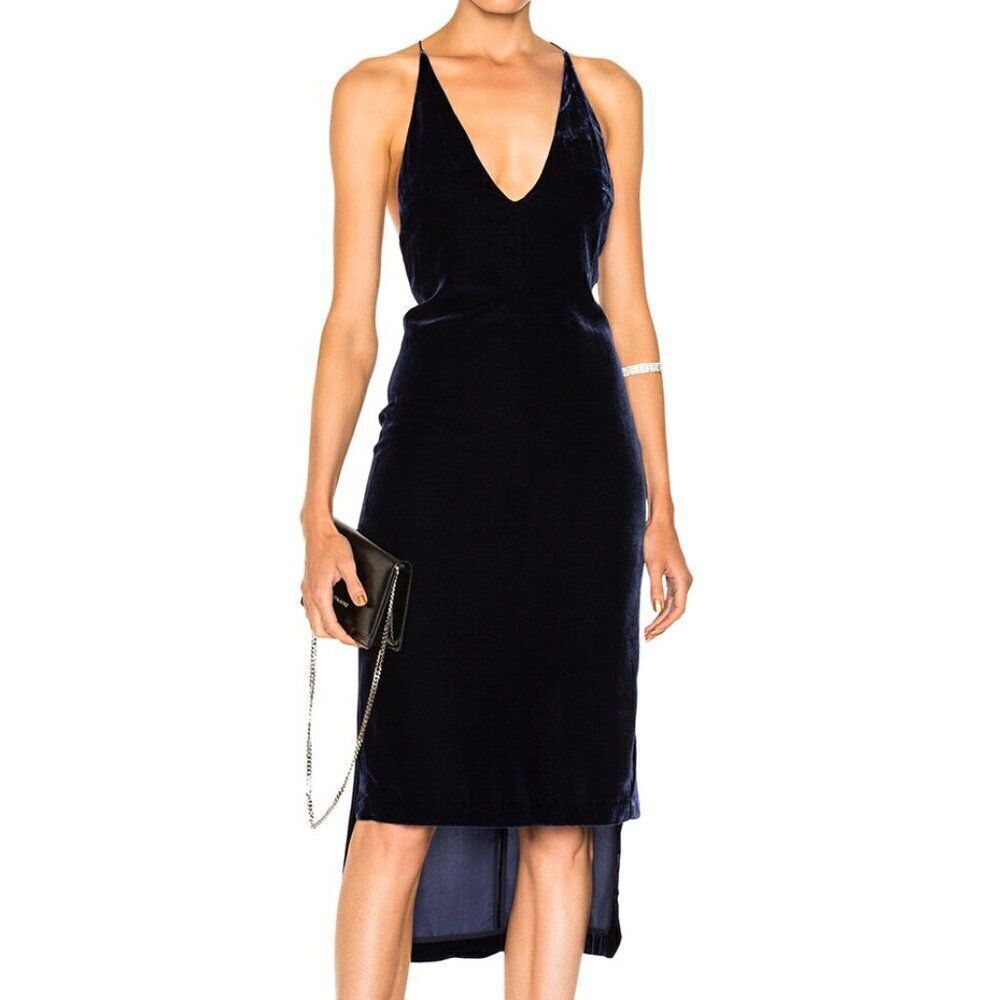 NWT Dion Lee Velvet Fine Line Cami Dress in Black - Size 10